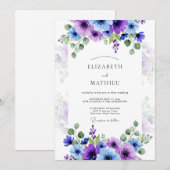 Purple Lavender Stunning Spring Wedding 招待状 (正面/裏面)