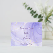 Purple Lavender Swirl Gold Highlite Save the Date  案内ポストカード (スタンド正面)