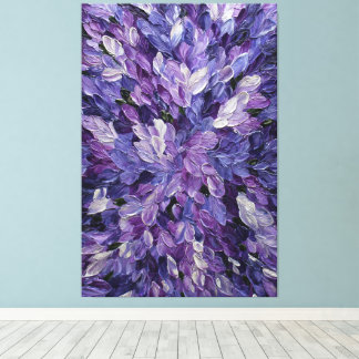 Purple Lavender White Petal Cluster Abstract Wall  キャンバスプリント