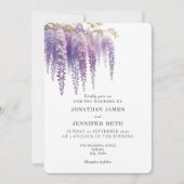 Purple Lavender Wisteria Floral Wedding Invitation 招待状 (正面)