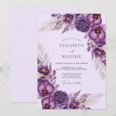 Purple Lavish Bohemian Wedding 招待状 (正面/裏面)