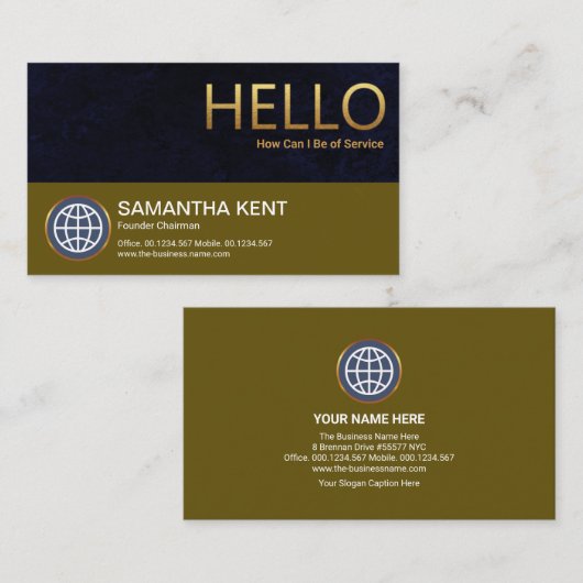 Purple Layer グランジ金ゴールドHello FounderCEO 名刺 (正面/裏面)