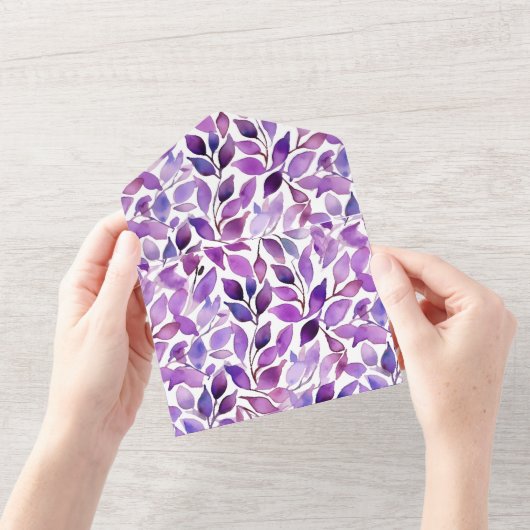 Purple Leaves オールインワン招待状 (開いている状態)