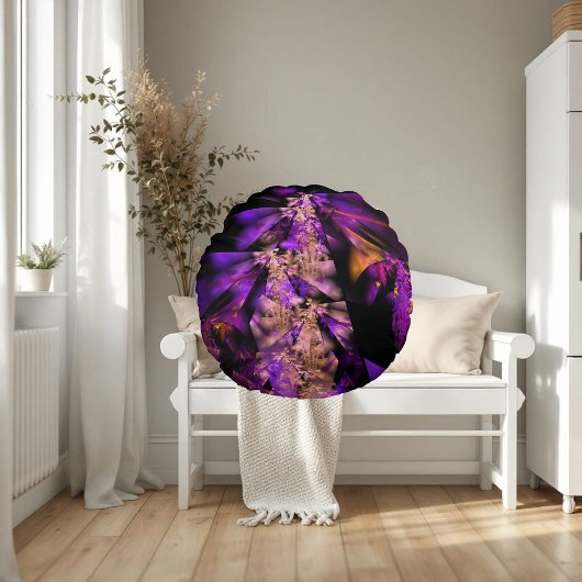 Purple leaves - modern fractal  ラウンドクッション