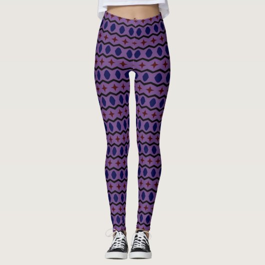 Purple leggings with horizontal stripes レギンス (正面)