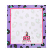 Purple Leopardプリント先生メモ帳 ノートパッド (正面)