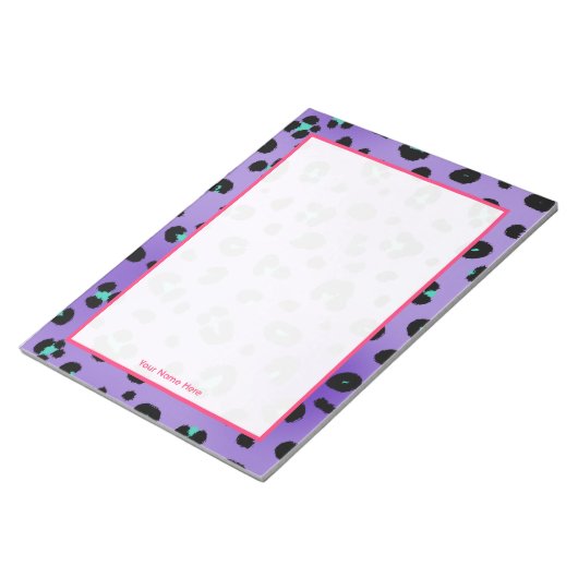 Purple Leopardメモパーソナライズされた帳 ノートパッド (アングル)