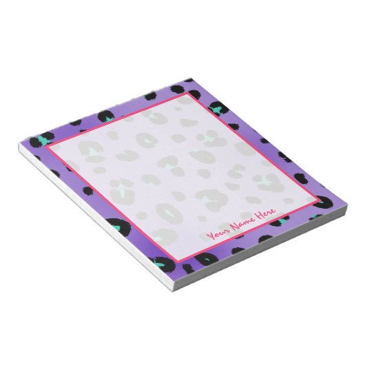 Purple Leopard印刷メモパーソナライズされた帳 ノートパッド (アングル)