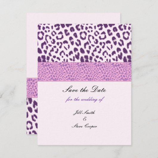 Purple Leopard Pattern日付の保存 セーブザデート (正面/裏面)