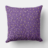 Purple Leopard Print Pattern with Gold Hearts クッション (裏面)