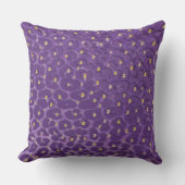 Purple Leopard Print Pattern with Gold Hearts クッション (正面)