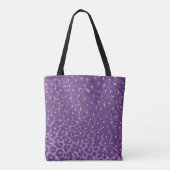 Purple Leopard Print Pattern with Gold Hearts トートバッグ (裏面)