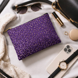 Purple Leopard Print Pattern with Gold Hearts トートバッグ