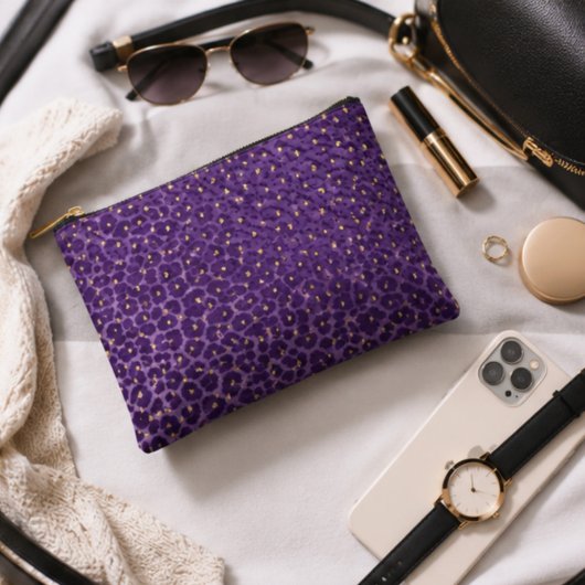 Purple Leopard Print Pattern with Gold Hearts トートバッグ