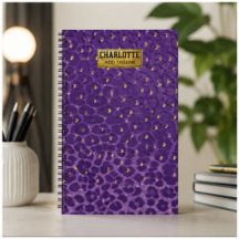 Purple Leopard Print Pattern with Gold Hearts