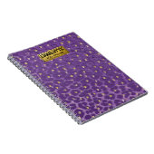 Purple Leopard Print Pattern with Gold Hearts ノートブック (右側)