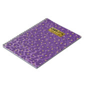 Purple Leopard Print Pattern with Gold Hearts ノートブック (左側)