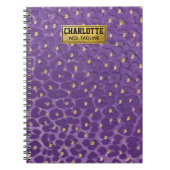 Purple Leopard Print Pattern with Gold Hearts ノートブック (正面)