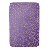 Purple Leopard Print Pattern with Gold Hearts バスマット (正面縦)