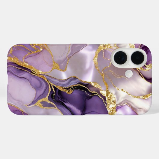 Purple Levander Marble Phone Case Gold Luxury Case-Mate iPhoneケース (裏面 (横))