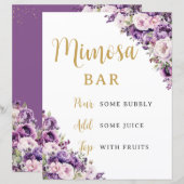 Purple Light Pink Rose Floral Flowers Mimosa Bar (正面/裏面)