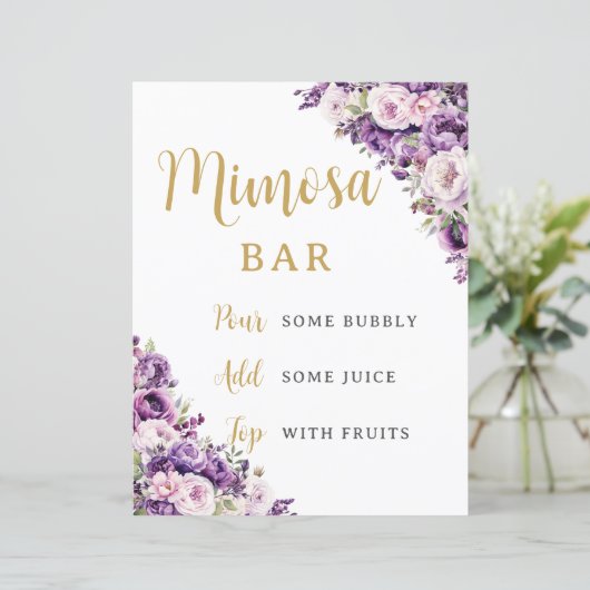 Purple Light Pink Rose Floral Flowers Mimosa Bar (スタンド正面)