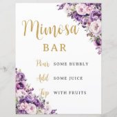 Purple Light Pink Rose Floral Flowers Mimosa Bar (正面)