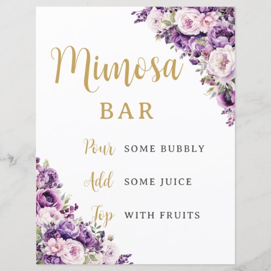 Purple Light Pink Rose Floral Flowers Mimosa Bar (正面)