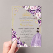 Purple Lilac Blush Floral Quinceanera 15 Sweet 16 アクリル招待状 (インサイチュ (ポータブル))