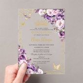 Purple Lilac Blush Floral Quinceanera Acrylic アクリル招待状 (インサイチュ (ポータブル))
