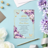 Purple Lilac Blush Floral Quinceanera Acrylic アクリル招待状 (インサイチュ (ウェディング))