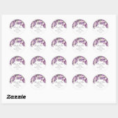 Purple Lilac Blush Floral Wedding Round Sticker ラウンドシール (シート)