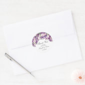 Purple Lilac Blush Floral Wedding Round Sticker ラウンドシール (封筒)