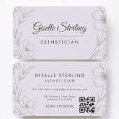 Purple Lilac Floral Esthetician QR Code 名刺