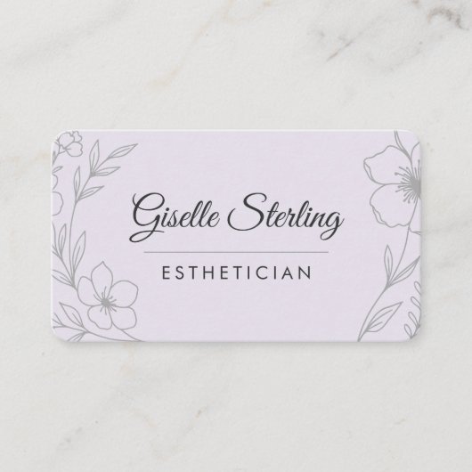 Purple Lilac Floral Esthetician QR Code 名刺 (正面)