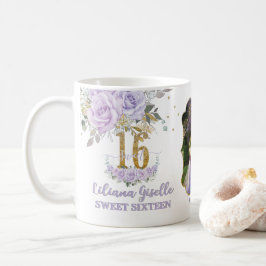 Purple Lilac Floral Memento Sweet Sixteen 16 Photo コーヒーマグカップ