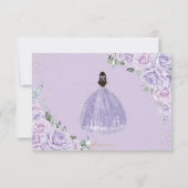 Purple Lilac Floral Princess Quinceanera 16 Reply 出欠カード (裏面)