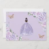 Purple Lilac Floral Quinceañera 15 Princess  セーブザデート (裏面)