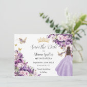 Purple Lilac Floral Quinceanera Save The Date セーブザデート (スタンド正面)