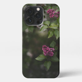 Purple lilac flowers on dark green iPhone 13 proケース