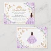 Purple Lilac Gold Quinceanera Reception Details エンクロージャーカード (正面/裏面)