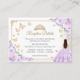 Purple Lilac Gold Quinceanera Reception Details エンクロージャーカード