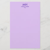 Purple Lilac Minimal Clean Initials 便箋 (正面)
