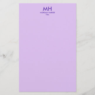 Purple Lilac Minimal Clean Initials 便箋