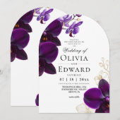 Purple Lilac Orchid Wedding  招待状 (正面/裏面)