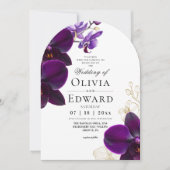 Purple Lilac Orchid Wedding  招待状 (正面)