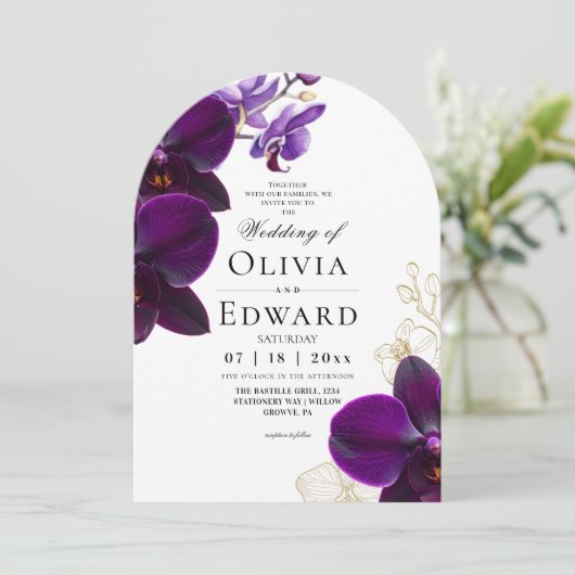 Purple Lilac Orchid Wedding  招待状 (スタンド正面)