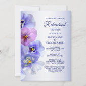 Purple Lilac Pansy Floral Wedding Rehearsal Dinner 招待状 (正面)