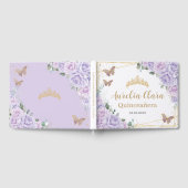 Purple Lilac Roses Floral Butterflies Quinceanera  ゲストブック (全面)