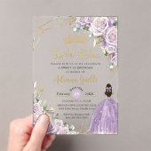 Purple Lilac Roses Floral Princess Sweet Sixteen アクリル招待状 (インサイチュ (ポータブル))